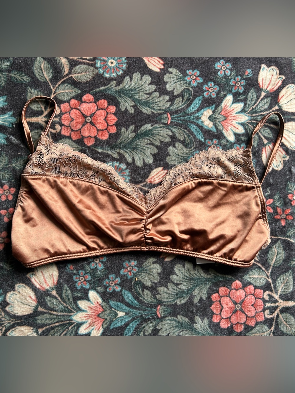 Satin Lace Tan Bralette